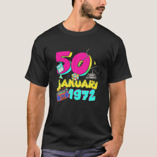 Camiseta Aniversário 1972 Janeiro 50 anos Mulheres