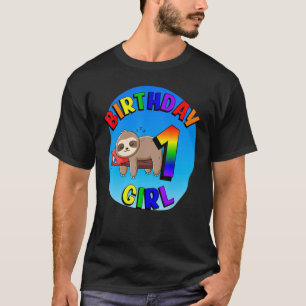 Camiseta Aniversário 1 Menina Bonita Bebê Lama Arco-Íris Co