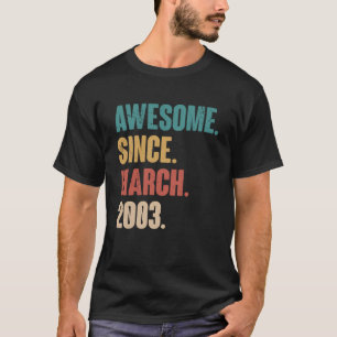 Camiseta Aniversário 20º Decoração Março 20 Anos de Idade A