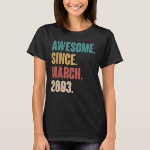 Camiseta Aniversário 20 Decoration Março 20 Anos Vintag