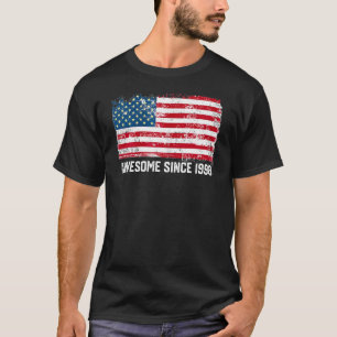 Camiseta Aniversário 24 Vintage Usa Flag Incrível Desde 199
