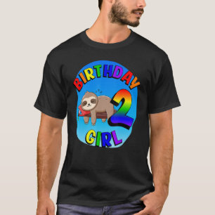 Camiseta Aniversário 2 Menina Bonita Bebê Lama Arco-Íris se