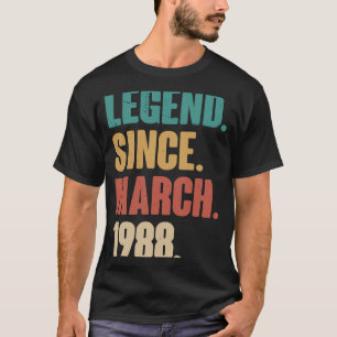 Camiseta Aniversário 35.ª decoração Março 35 anos Vintag