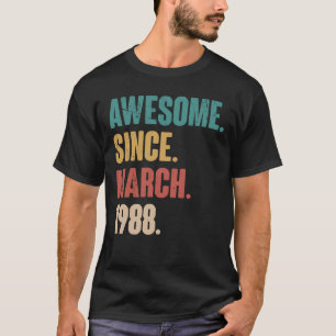 Camiseta Aniversário 35.ª decoração Março 35 anos Vintag
