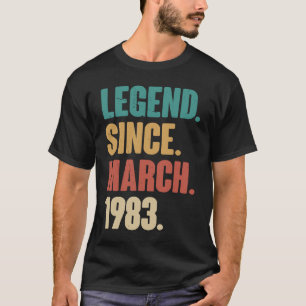 Camiseta Aniversário 40ª Decoração Março 40 Anos Vintag