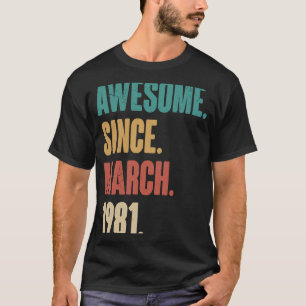 Camiseta Aniversário 42ª Decoração Março 42 Anos Vintag