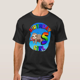 Camiseta Aniversário 5 Menina Fofa Fofa Boca Arco-Íris 5