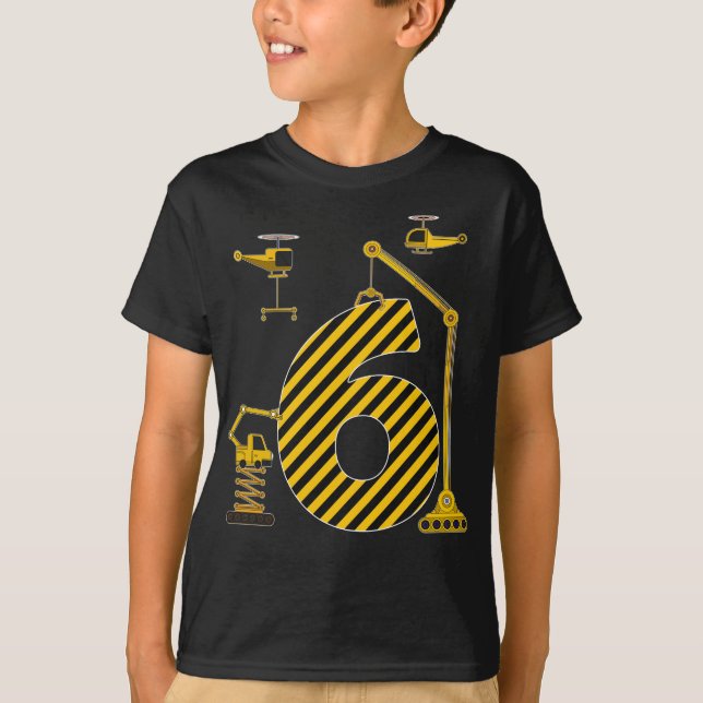 Camiseta Aniversário 6 Veículo de Construção 6 (Frente)