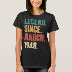 Camiseta Aniversário 75.ª decoração Março 75 anos Vintag