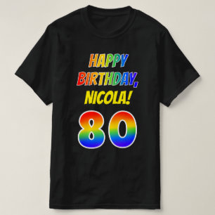 Camiseta Aniversário 80 — Negrito, Divertido, Rainbow 80