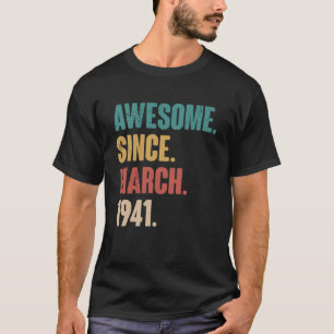 Camiseta Aniversário, 82ª Decoração Março, 82 Anos Vintag
