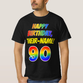 Camiseta Aniversário 90 — Negrito, Divertido, Rainbow 90, N