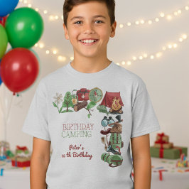 Camiseta Aniversário acampando a natureza caminhando para c