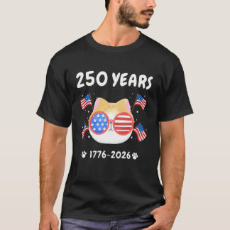 Camiseta Aniversário América 1776-2026 Gato Fofo Patriótico
