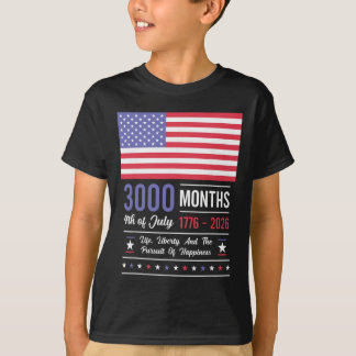 Camiseta Aniversário América EUA 3000 Meses 250 Anos Julho
