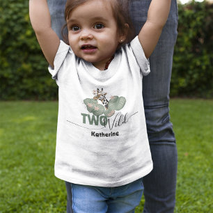 Camiseta Aniversário Animal Girafa Folhagem Tropical Muito 