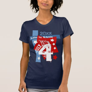 Camiseta ANIVERSÁRIO ano feito sob encomenda AZUL BRANCO