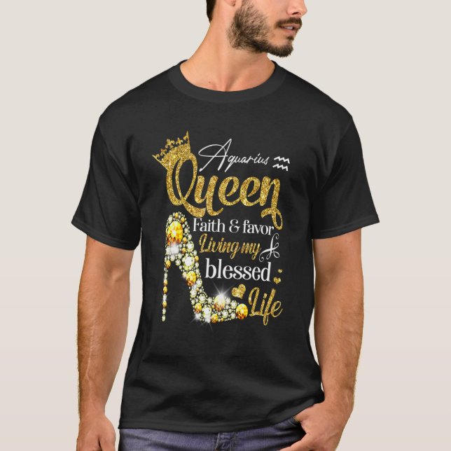Camiseta Aniversário Aquário Rainha Fé da Rainha do Anivers (Frente)