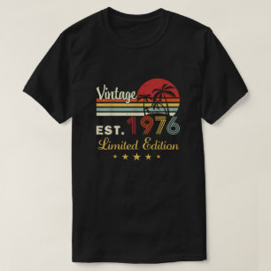 Camiseta Aniversário Árvores Palmeiras Pôr do Sol Retro Vin