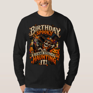 Camiseta Aniversário Assustador E Ainda Assombrando Esquele