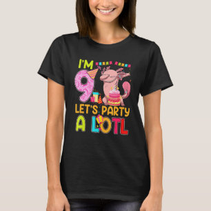 Camiseta Aniversário Axolotl Com 9º Aniversário 9 Anos De I
