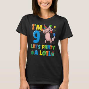 Camiseta Aniversário Axolotl Com 9º Aniversário 9 Anos De I