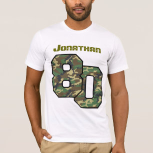 Camiseta aniversário Camo do 80 um nome feito sob encomend