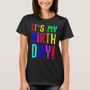 Camiseta Aniversário Colorido Para Meninas Crianças E Crian