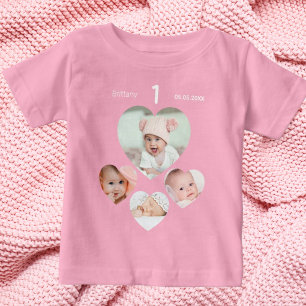 Camiseta Aniversário com a idade da foto colagem bebê bebez