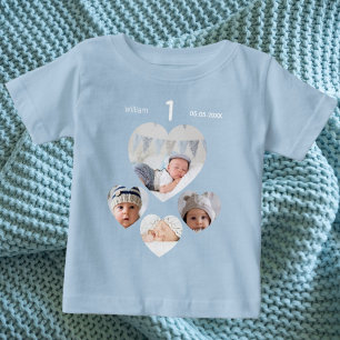 Camiseta Aniversário com idade foto colagem bebê bebezinho 
