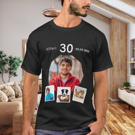 Camiseta Aniversário com idade foto colagem cara preta