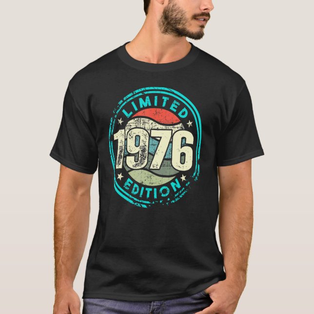 Camiseta Aniversário Com Nascer Em 1976 (Frente)