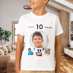 Camiseta Aniversário com o nome de idade da fotografia Cola