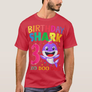 Camiseta Aniversário Crianças Tubarões De 3 Anos Matchi ani
