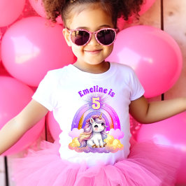 Camiseta Aniversário Cute Magical Unicórnio Arco-íris Faísc