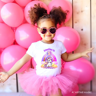 Camiseta Aniversário Cute Magical Unicórnio Arco-íris Faísc