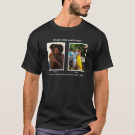 Camiseta Aniversário da Colagem de Fotos em Preto e Branco