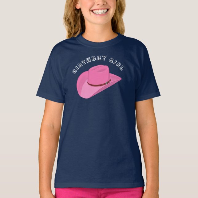 Camiseta Aniversário da Cowgirl Rosa (Frente)