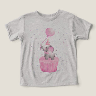 Camiseta Aniversário da Felicidade: Elefante com Cupcake Ba