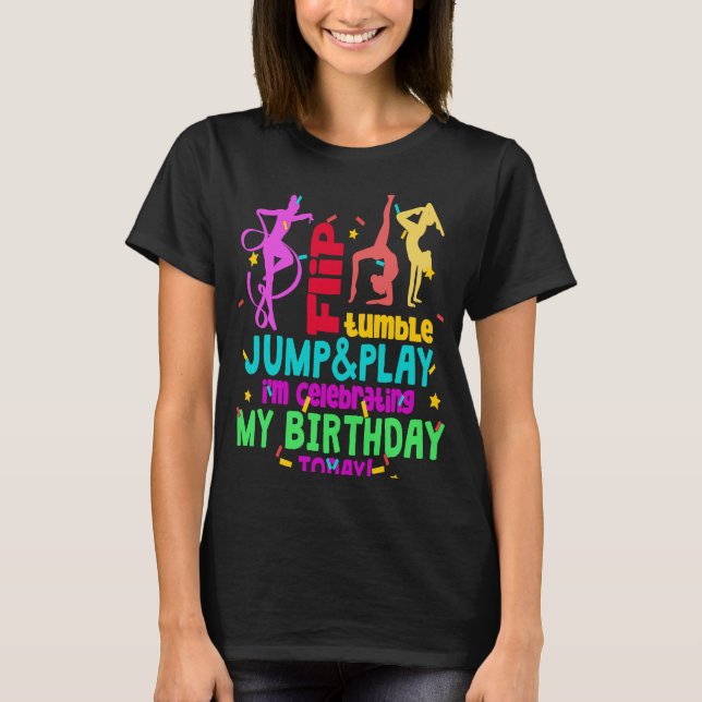 Camiseta Aniversário da ginástica Colorida Rapariga (Frente)