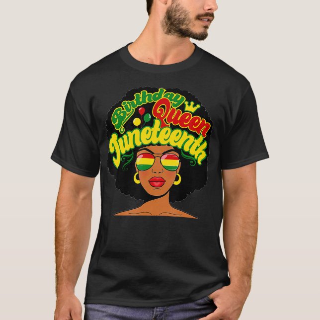 Camiseta Aniversário da História Negra Afro da Rainha Junta (Frente)