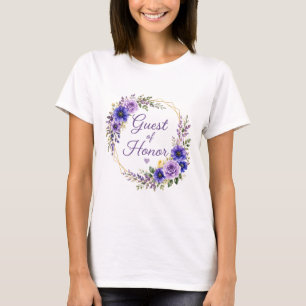 Camiseta Aniversário da Homenageada Floral Amarelo Roxo