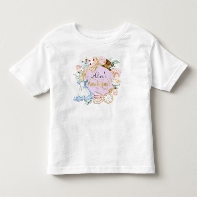 Camiseta Aniversário da menina Alice no País das Maravilhas (Frente)