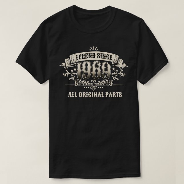 Camiseta Aniversário da Retro VintageDesde 1969, Toda Parte (Frente do Design)