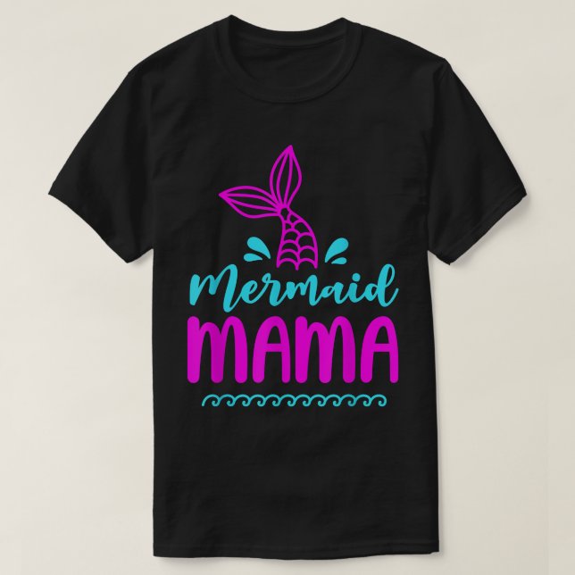 Camiseta Aniversário da Sereia Mama Matando Família da Mãe  (Frente do Design)