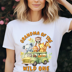 Camiseta Aniversário da vovó do safári de animais selvagens