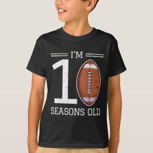 Camiseta Aniversário de 10 anos de menino de futebol americ