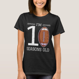 Camiseta Aniversário de 10 anos de menino de futebol americ
