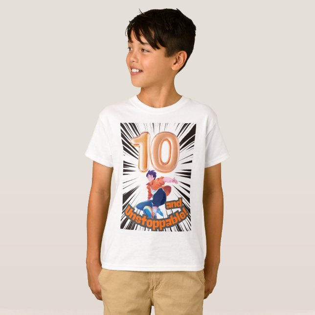 Camiseta Aniversário de 10 anos dos meninos imparáveis (Frente Completa)