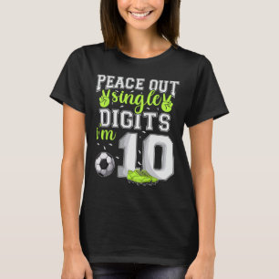 Camiseta Aniversário de 10 anos Meninos Futebol Peace Out D